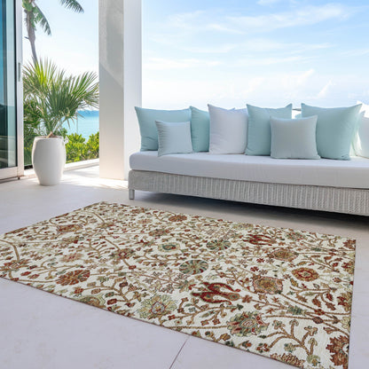 Machine Washable Indoor/ Outdoor Traditional Kashan Chantille Rug