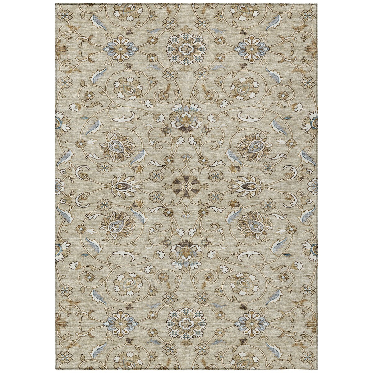 Machine Washable Indoor/ Outdoor Traditional KashanChantille Rug
