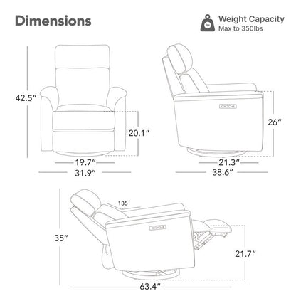Fauteuil inclinable pivotant électrique Maire pour chambre d'enfant avec veilleuse