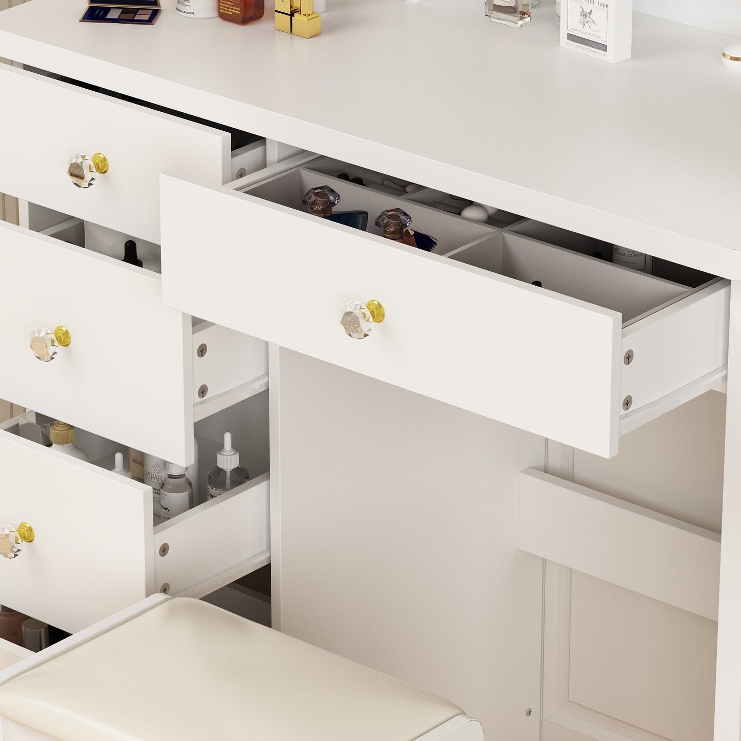 Makeup Vanity Dressing Table Set With Touch Screen Mirror & Stool