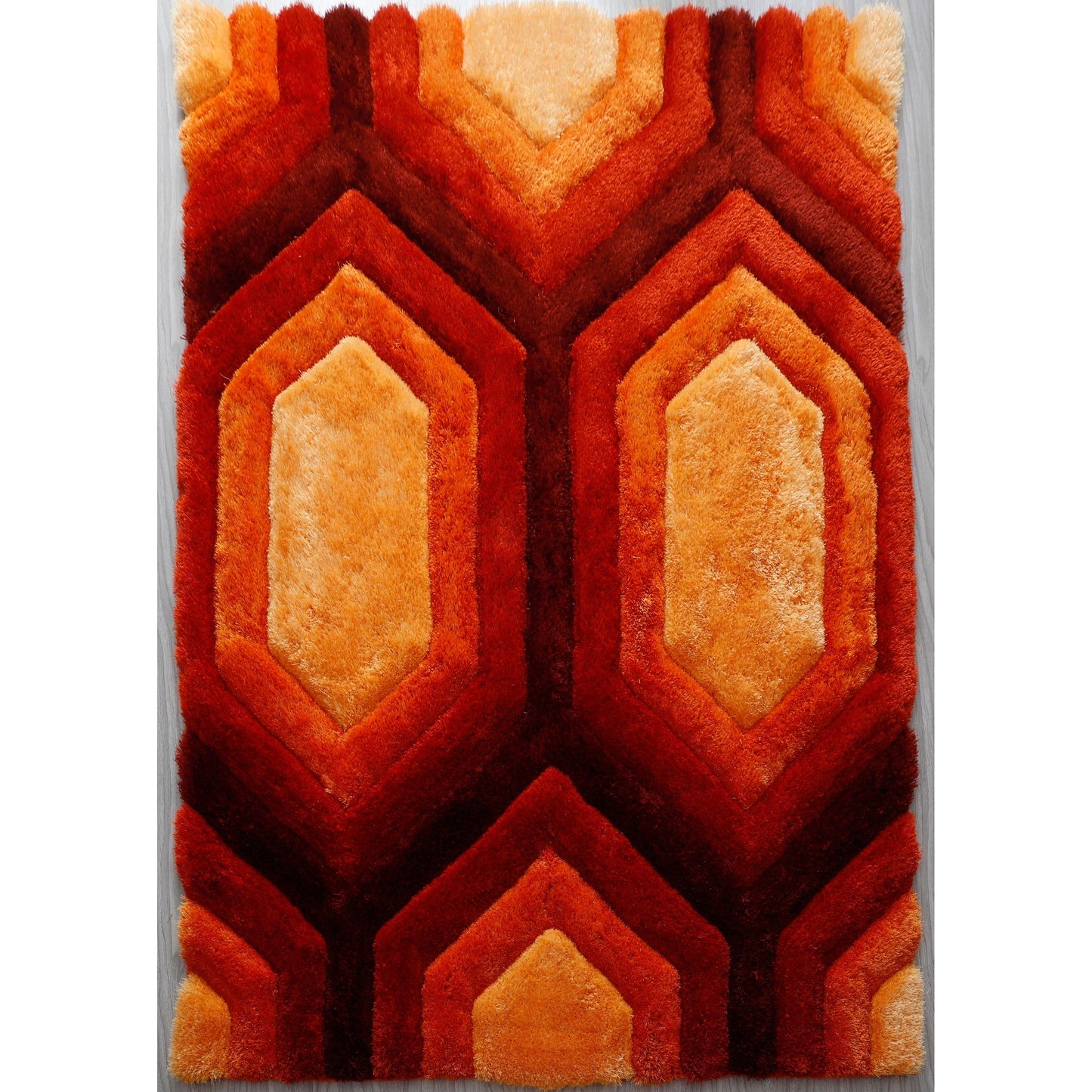 Mateos Shag Red/Orange Contemporary Designed Area Rug