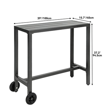 Moasis Patio Metal Counter Table Bar Table with Wheels