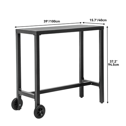 Moasis Patio Metal Counter Table Bar Table with Wheels