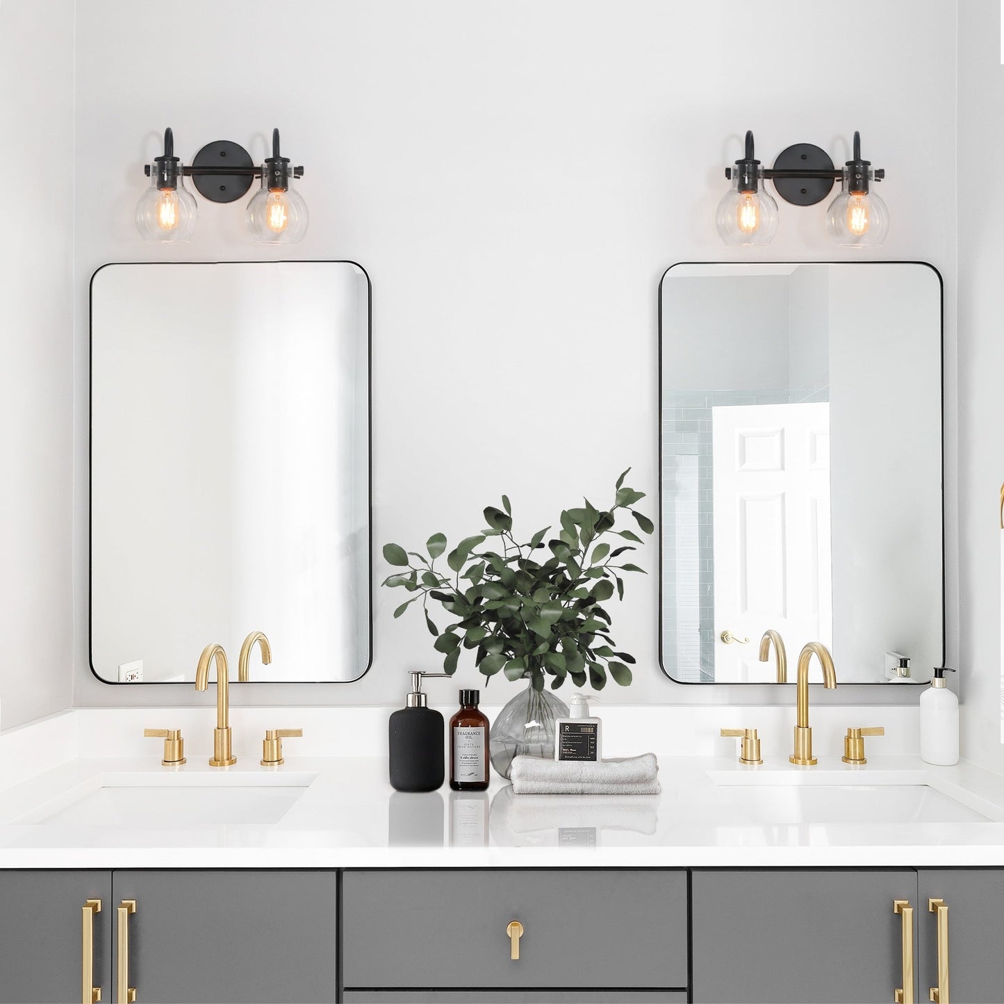 Modern 2/3/4/5-Light Bathroom Vanity Light Globe Glass Wall Sconce Minimalist Design