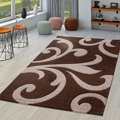 Modern Area Rug Floral Pattern with Contour Cut