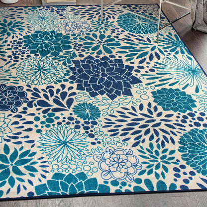 Modern Floral Circles Flatweave Indoor/Outdoor Area Rug