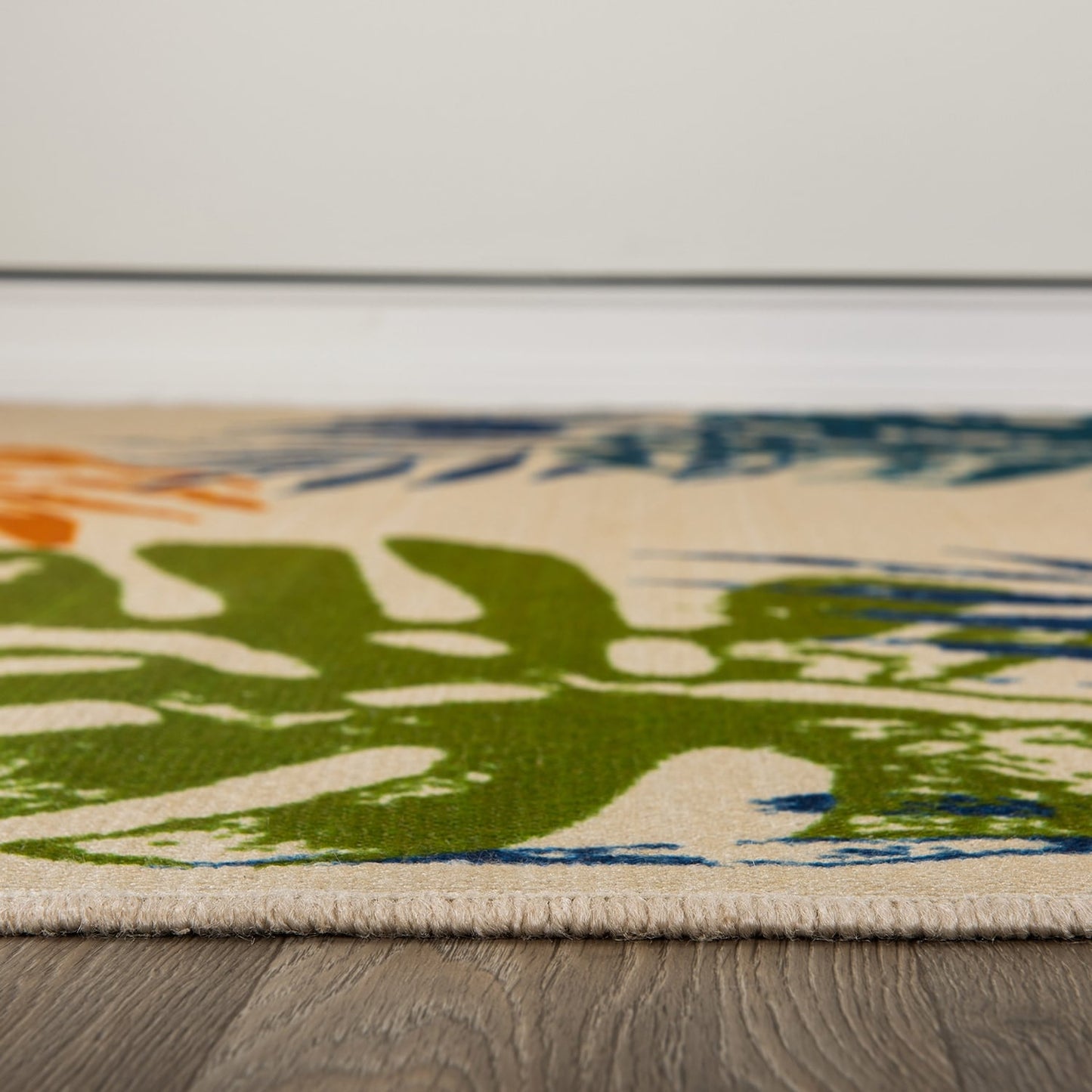 Modern Floral Leaves Flatweave Indoor/Outdoor Area Rug