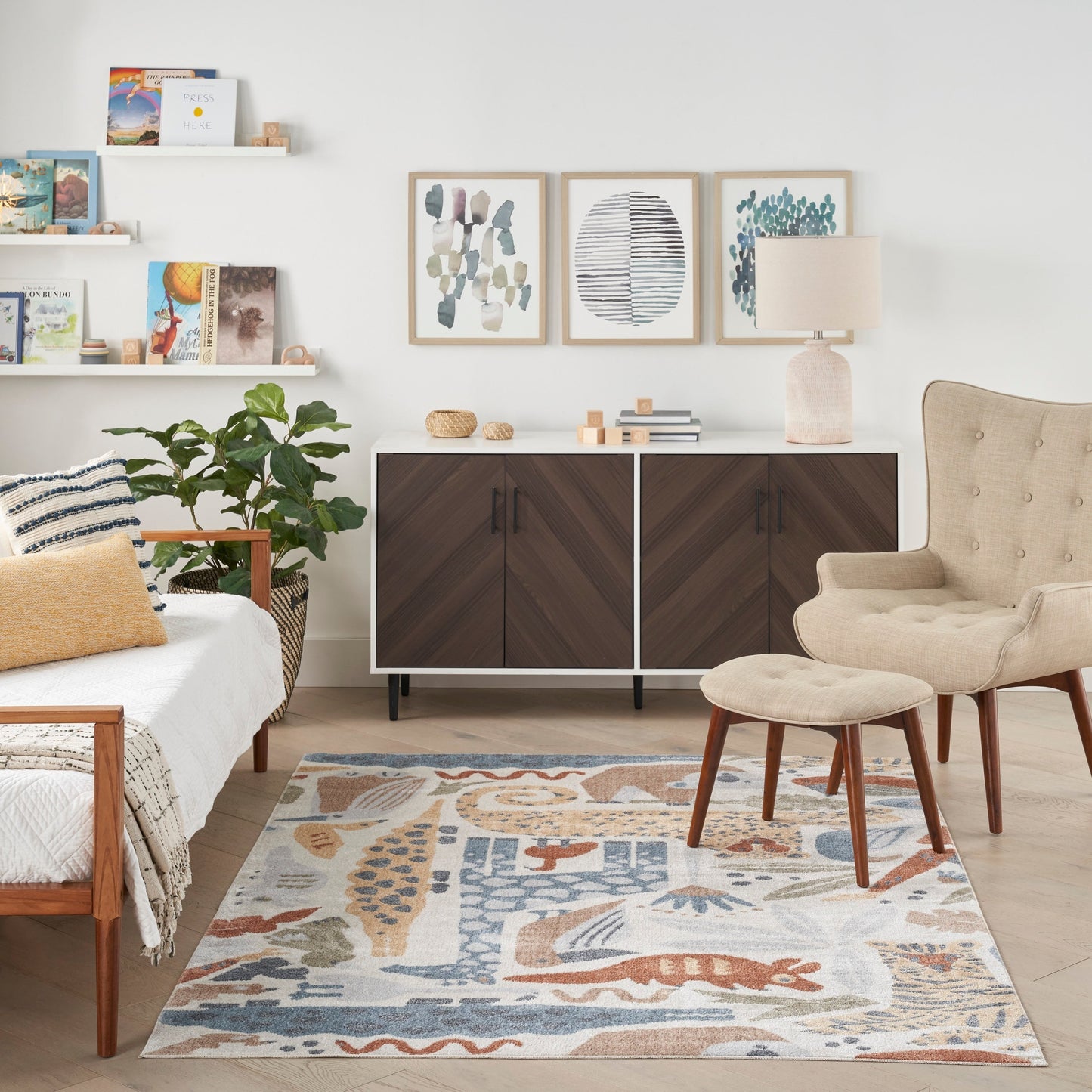 Nourison Astra Machine Washable Animal Print Area Rug