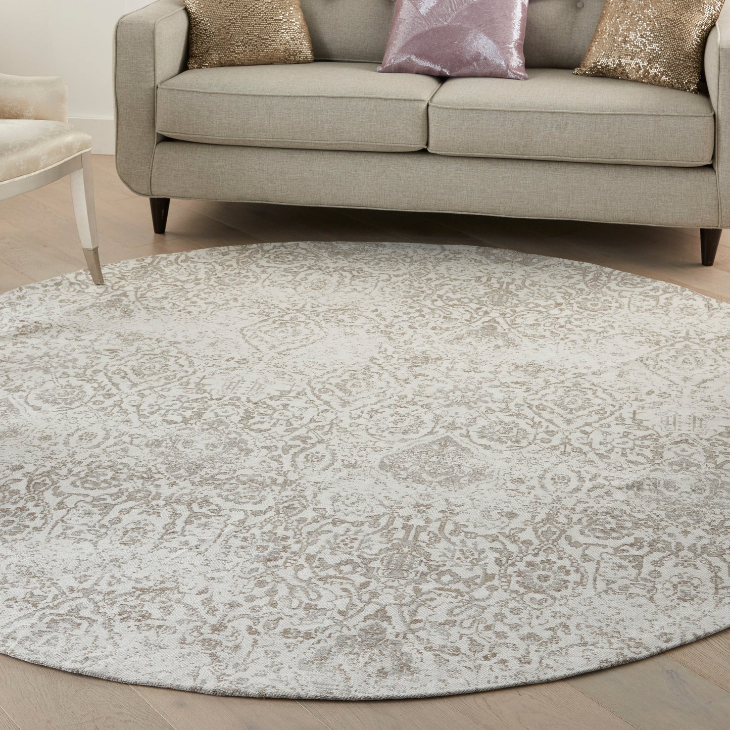 Nourison Damask Distressed Contemporary Area Rug