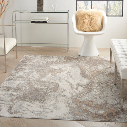 Nourison Elation Modern Abstract Ivory Grey Area Rug