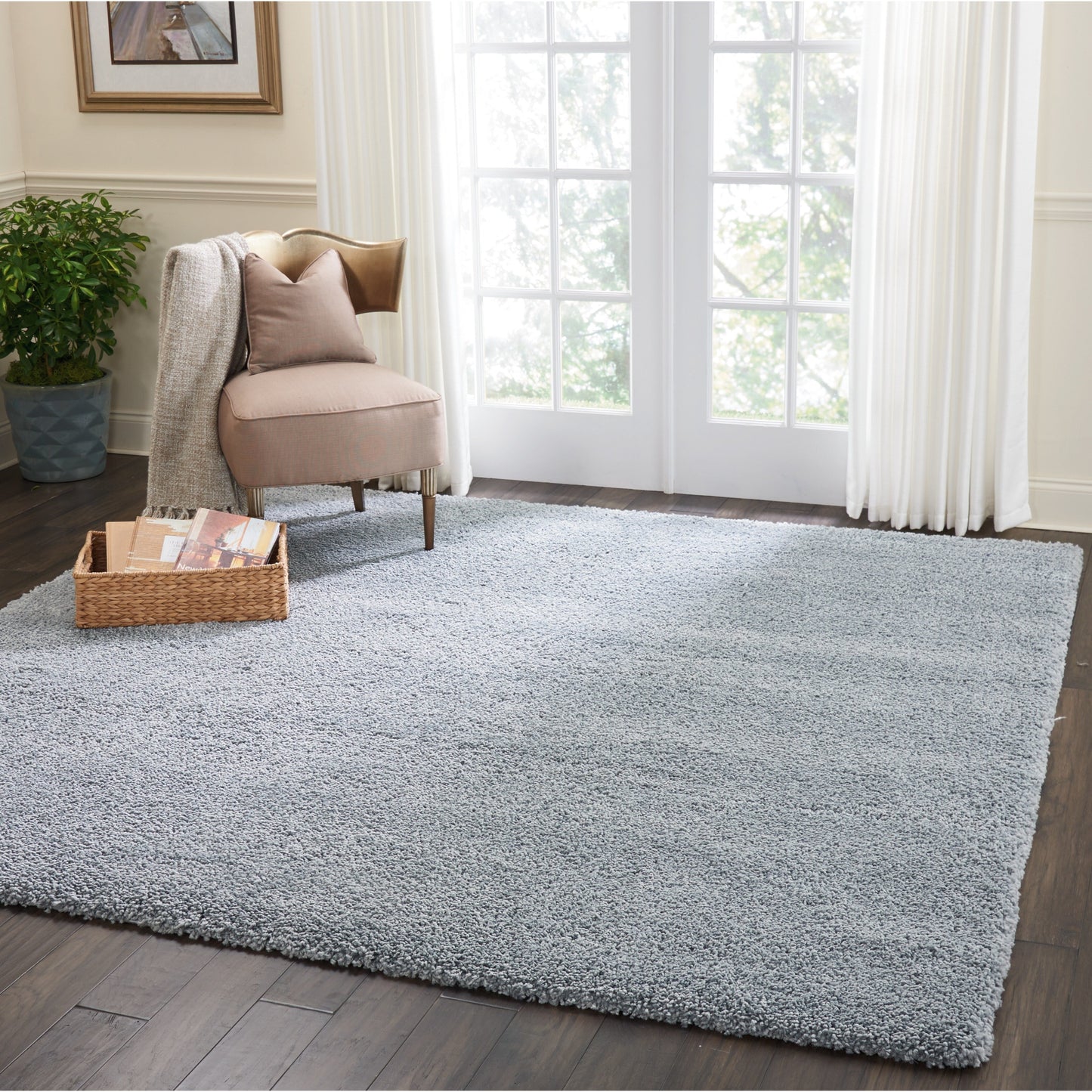 Nourison Malibu Shag Modern Plush Solid Area Rug