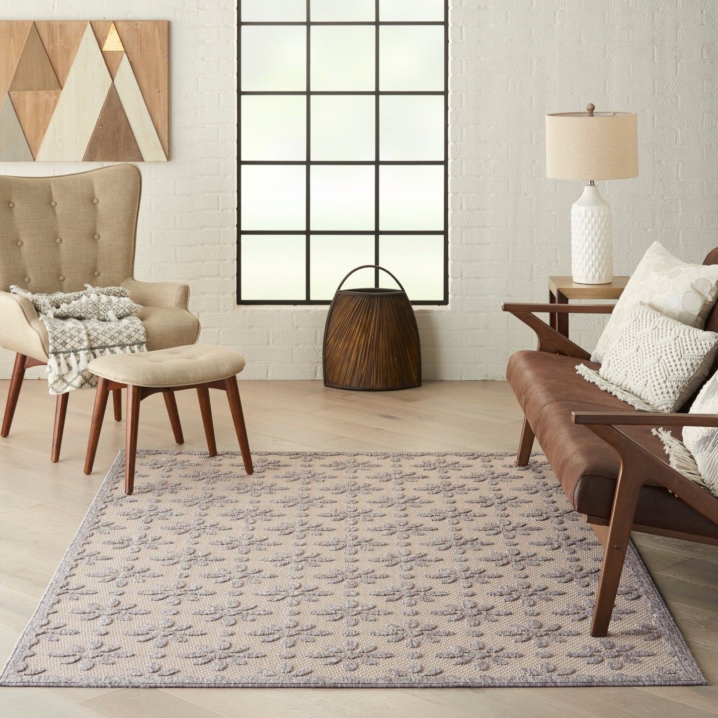 Nourison Palamos Modern Floral Hi Low Geometric Indoor Outdoor Area Rug