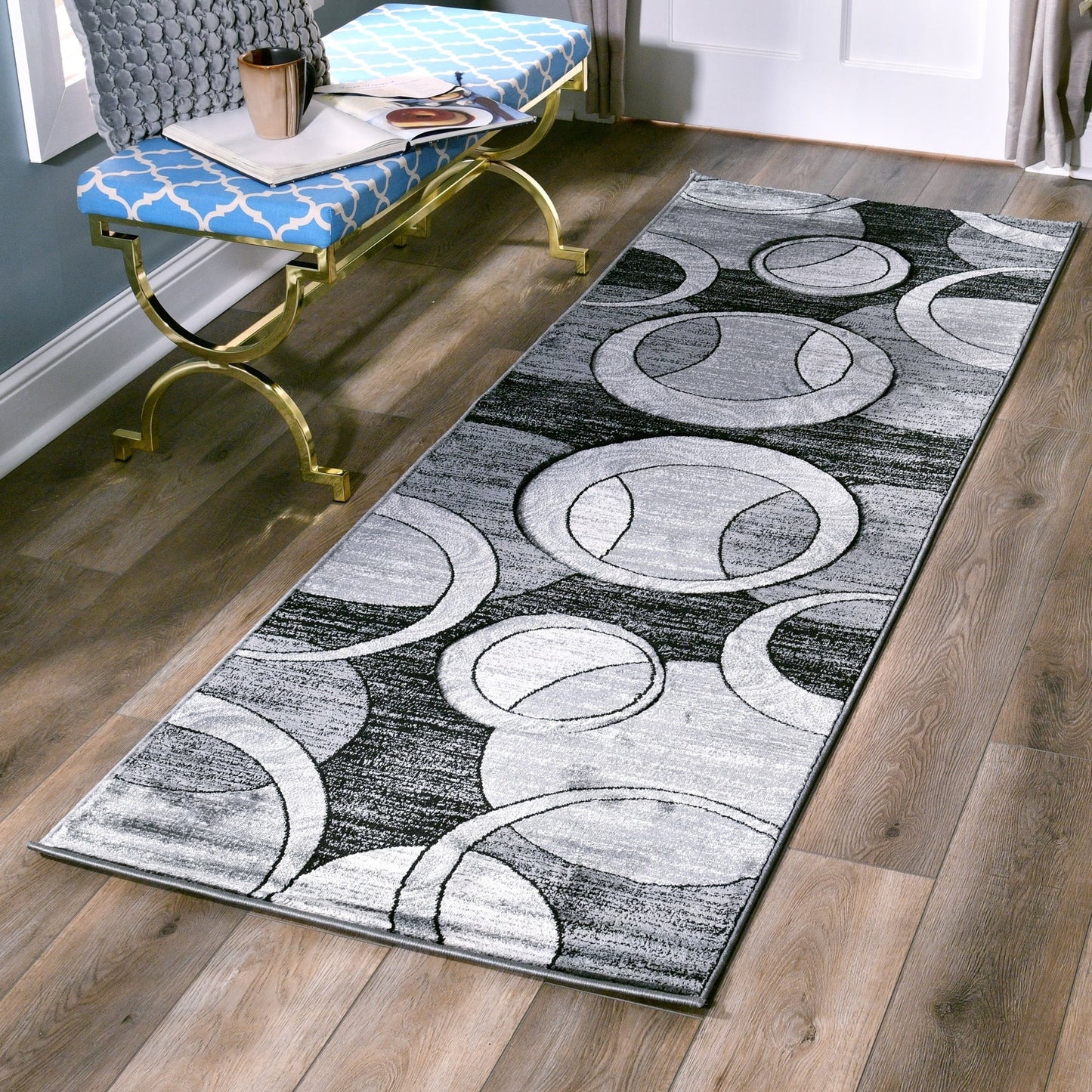 Orelsi Collection Abstract Geometric Circles Area Rug