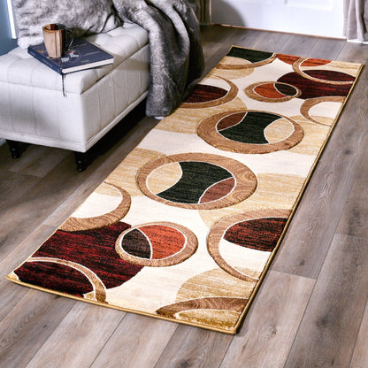 Orelsi Collection Abstract Geometric Circles Area Rug