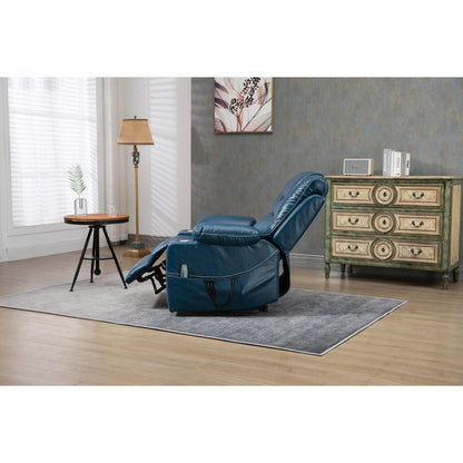 Fauteuil inclinable électrique surdimensionné en cuir PU avec massage, chauffage lombaire, porte-gobelet, inclinaison à plat à 180°