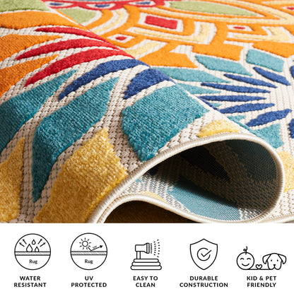 SAFAVIEH Cabana Ingke Indoor/ Outdoor Waterproof Patio Floral Rug