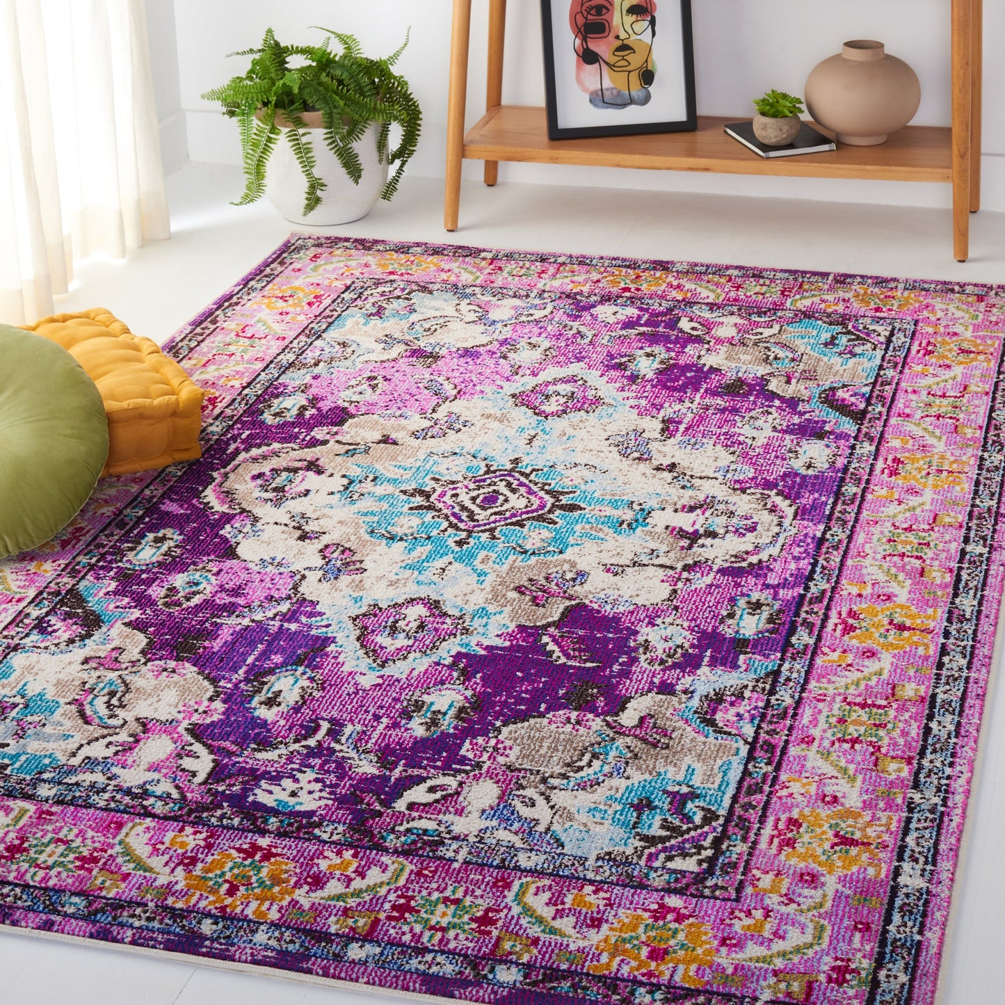 SAFAVIEH Monaco Oceane Boho Medallion Distressed Area Rug