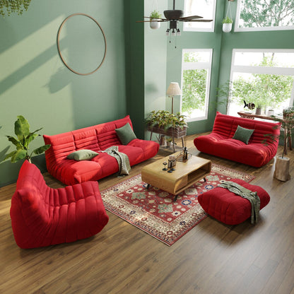 Ensembles de canapés-poufs en velours Teddy