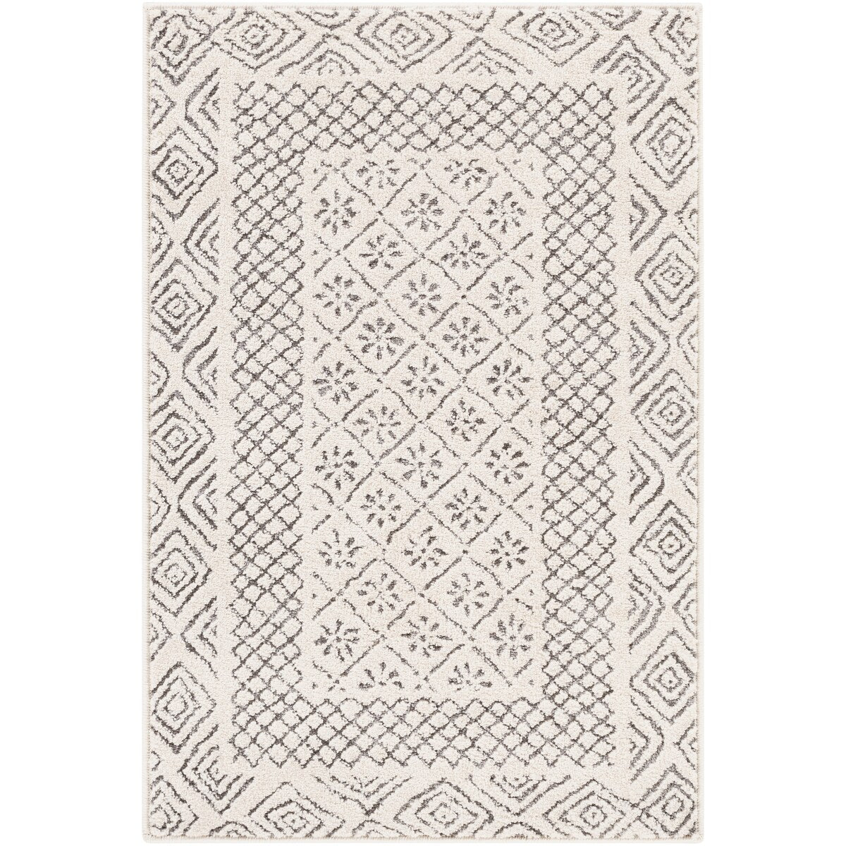 Livabliss Tiffany Grey Bohemian Border Area Rug