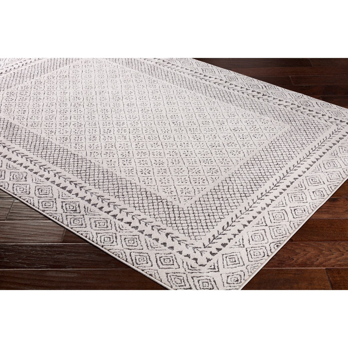 Livabliss Tiffany Grey Bohemian Border Area Rug