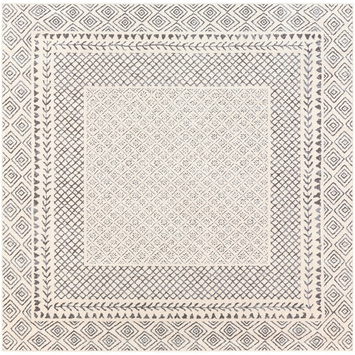 Livabliss Tiffany Grey Bohemian Border Area Rug