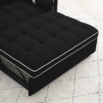 Canapé-lit convertible 2 places en velours de 55 pouces avec lit gigogne, inclinaison réglable, poches latérales et support pour téléphone