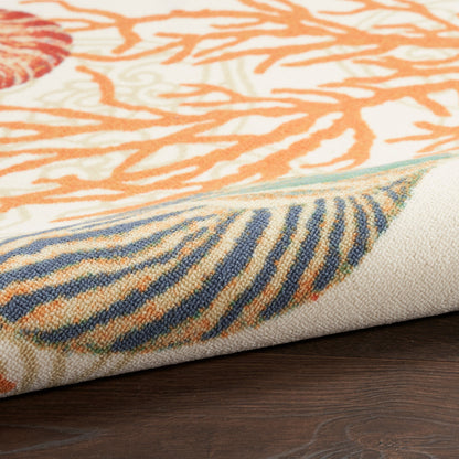 Waverly Sun & Shade Shore Thing Tropical Sea Shell Floral Indoor Outdoor Area Rug