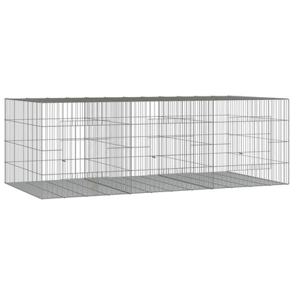 vidaXL 3-Panel Rabbit Cage Animal Hutch Playpen Enclosure Galvanized Iron