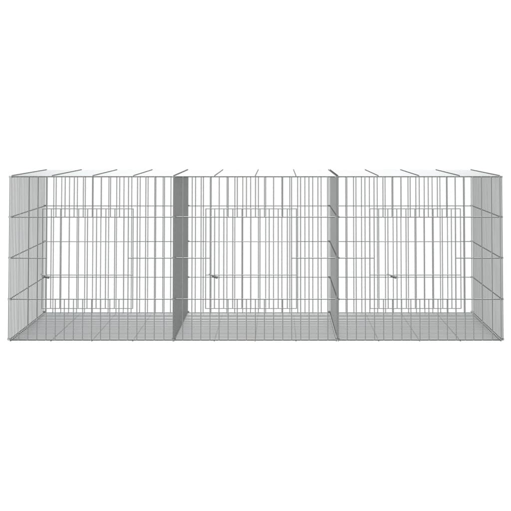 vidaXL 3-Panel Rabbit Cage Animal Hutch Playpen Enclosure Galvanized Iron